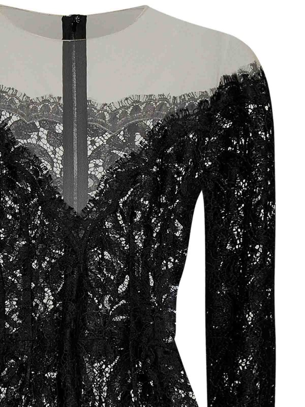 The Best Shops DOLCE & GABBANA: knee length dresses - *Icon Black Floral Lace Midi Dress