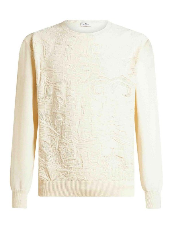 ETRO: Strickpullover mit Rundhalsausschnitt - Rundhalspullover - Weiß