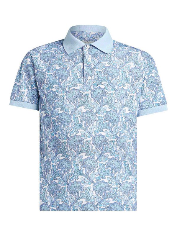 ETRO: polo shirts - Light Blue Cotton Polo Shirt