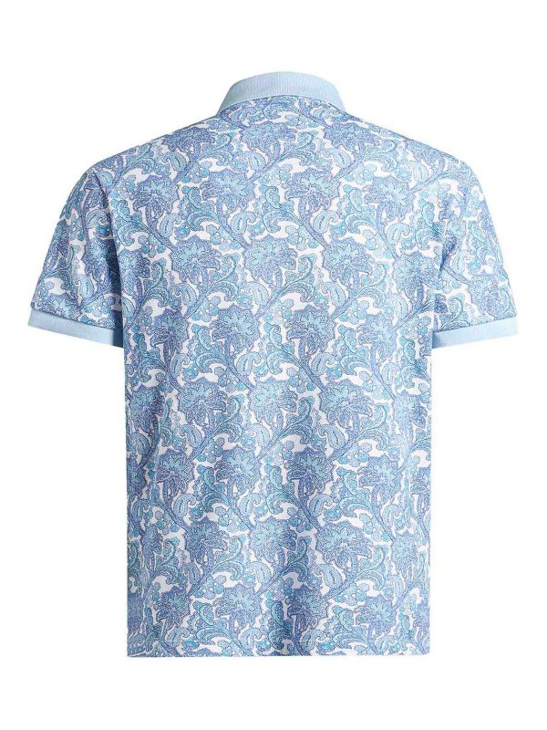 ETRO: polo shirts online - Light Blue Cotton Polo Shirt