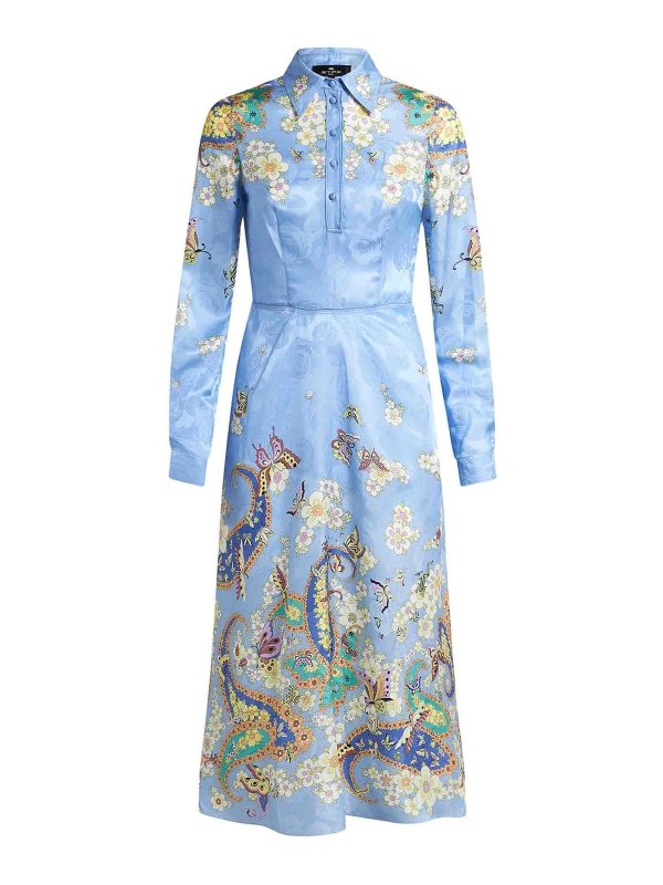 ETRO: Knielange Kleider - Knielanges Kleid - Blau