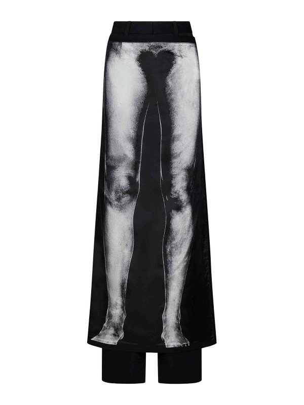 JEAN PAUL GAULTIER: Knee length skirts & Midi - Black Wool Trousers