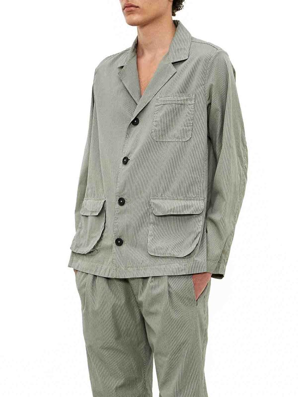 MASSIMO ALBA: casual jackets online - Lars Mud-Colored Striped Cotton Shirt Jacket