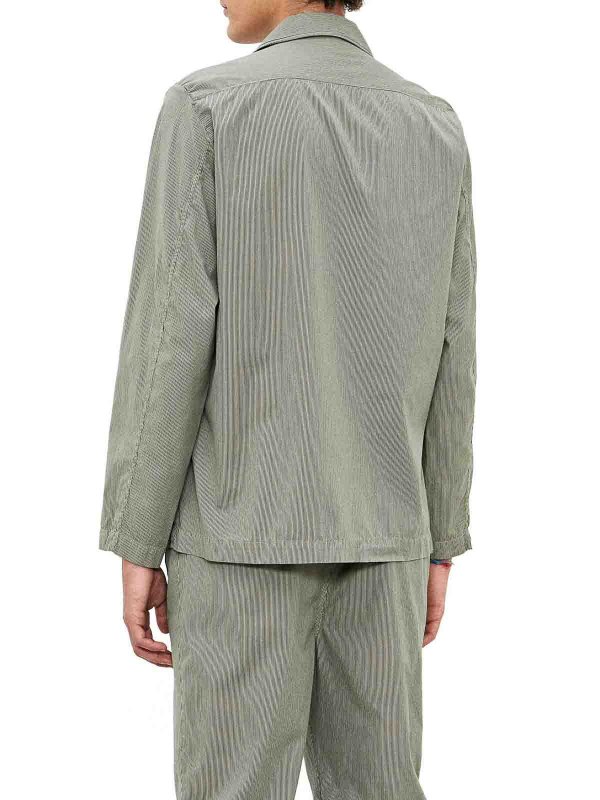 The Best Shops MASSIMO ALBA: casual jackets - Lars Mud-Colored Striped Cotton Shirt Jacket