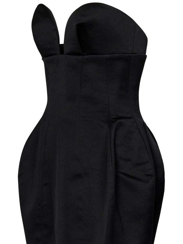 Black Satin Corset Midi Dress shop online: MÔNOT