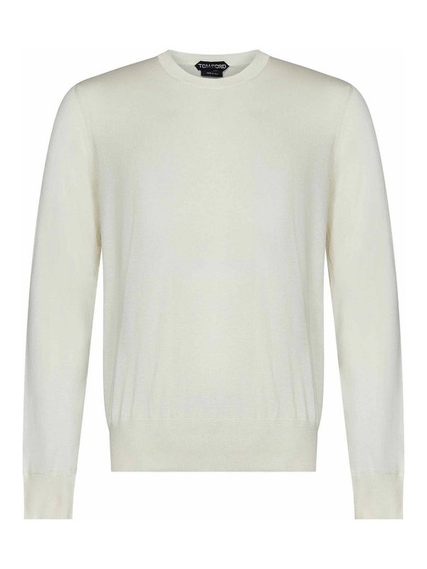 TOM FORD: Strickpullover mit Rundhalsausschnitt - Rundhalspullover - Weiß