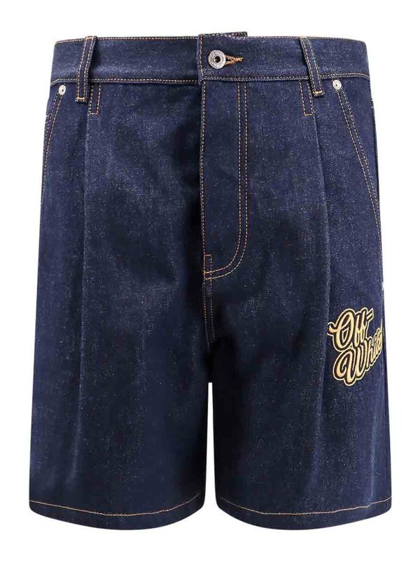 OFF-WHITE: Trousers Shorts - Denim bermuda shorts with 