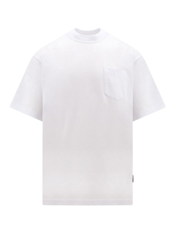 Sacai: t-shirts - Cotton t-shirt with zip on the bottom