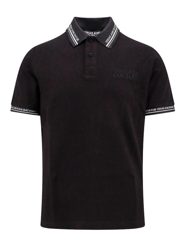 Versace Jeans Couture: polo shirts - Cotton polo shirt with logoed profiles