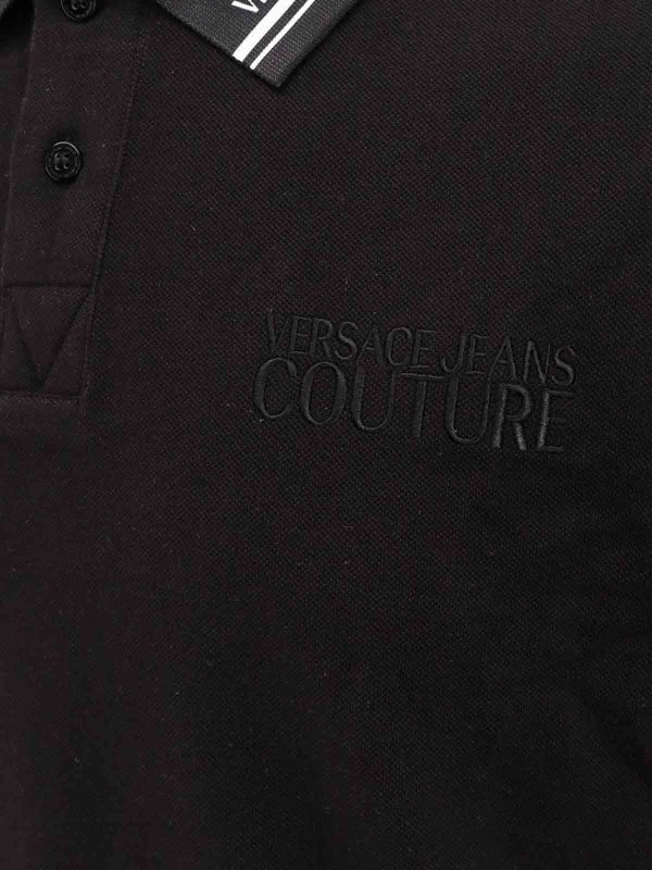 The Best Shops Versace Jeans Couture: polo shirts - Cotton polo shirt with logoed profiles