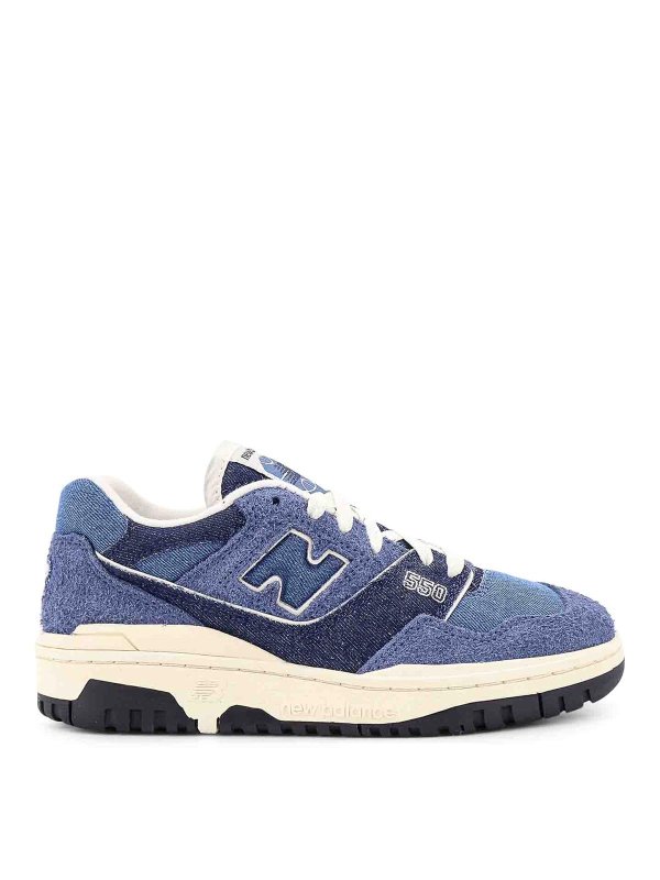 NEW BALANCE: trainers - 550 denim and suede sneakers
