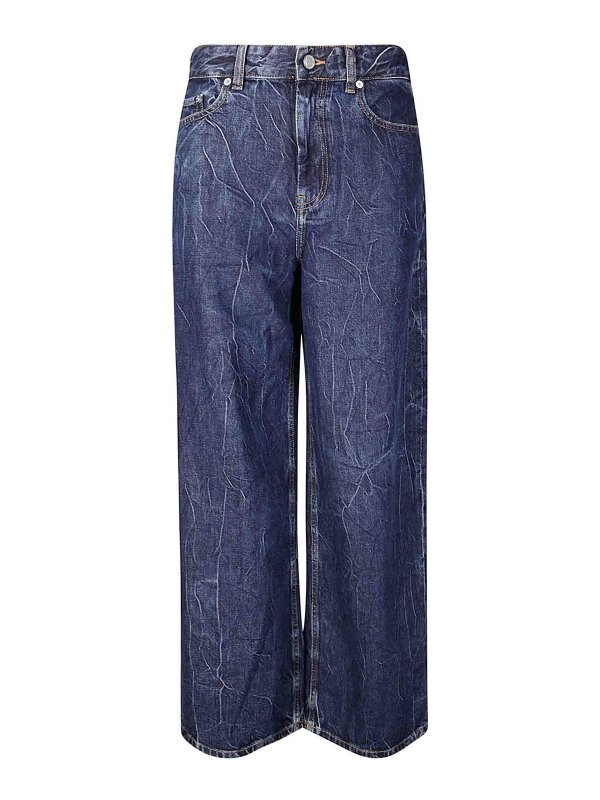 GANNI: bootcut jeans - Crinkled Future Denim Marri