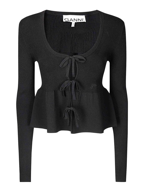 GANNI: Cárdigans - Cárdigan - Negro