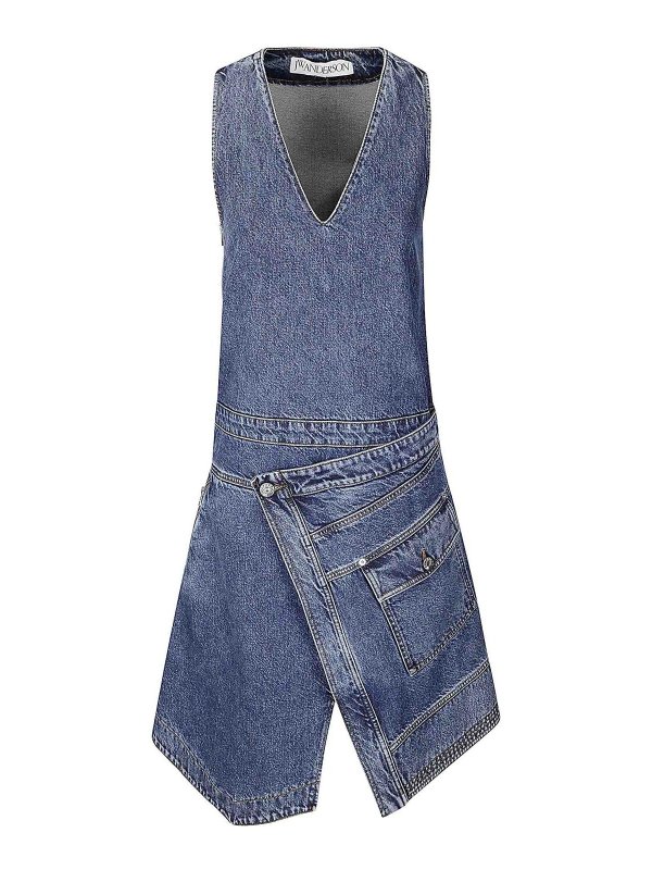 J.W. ANDERSON: knee length dresses - Wrap Front Sleeveless Dress