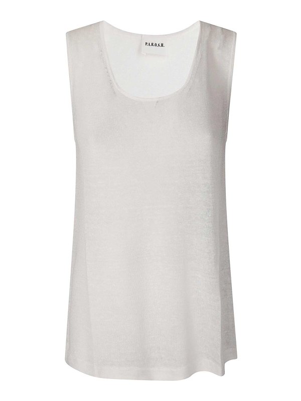 P.A.R.O.S.H.: Tops y camisetas sin mangas - Top - Crema