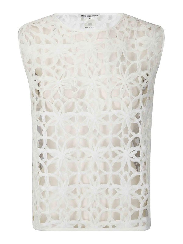 STEFANO MORTARI: Tops y camisetas sin mangas - Top - Blanco