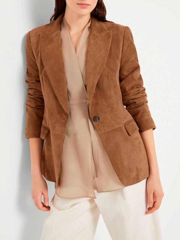 The Best Shops BRUNELLO CUCINELLI: blazers - Leather Blazer With Monili