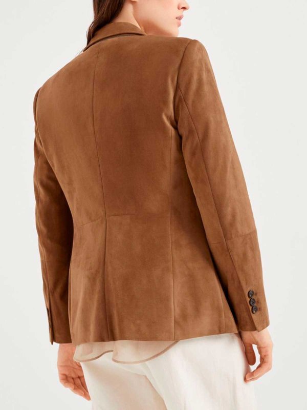 Leather Blazer With Monili shop online: BRUNELLO CUCINELLI
