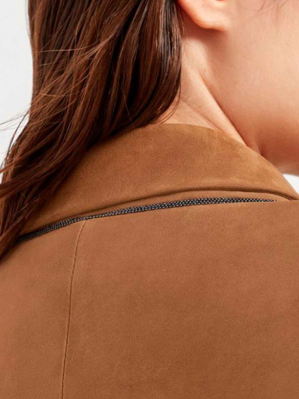 BRUNELLO CUCINELLI buy online Leather Blazer With Monili