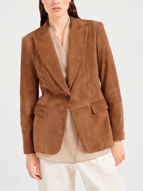 The Best Shops BRUNELLO CUCINELLI: Leather Blazer With Monili