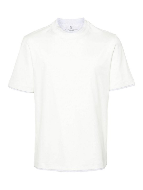 BRUNELLO CUCINELLI: Strickpullover mit Rundhalsausschnitt - Rundhalspullover - Weiß