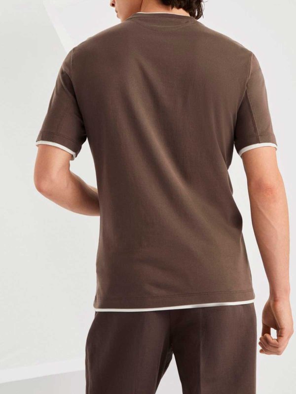 The Best Shops BRUNELLO CUCINELLI: crew necks - Crew Neck T-Shirt With Faux-Layering