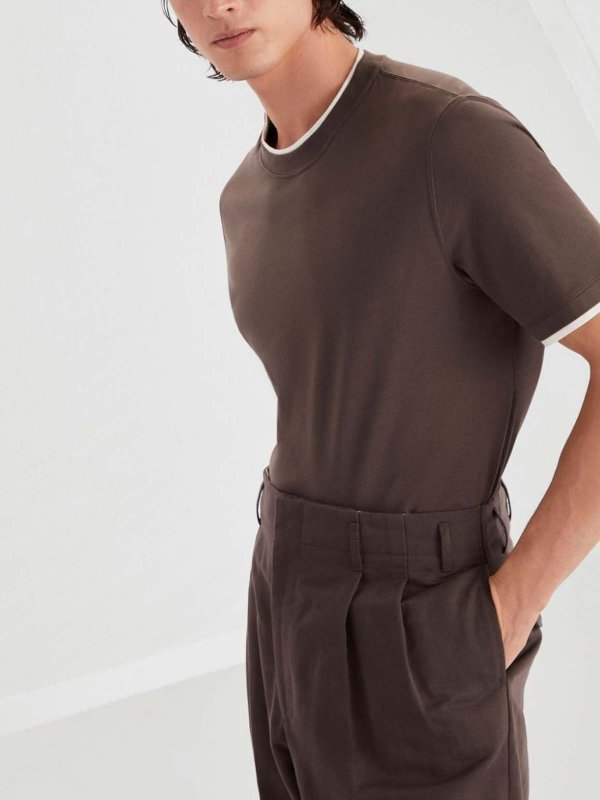 BRUNELLO CUCINELLI buy online Crew Neck T-Shirt With Faux-Layering