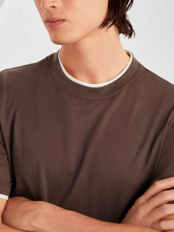 The Best Shops BRUNELLO CUCINELLI: Crew Neck T-Shirt With Faux-Layering
