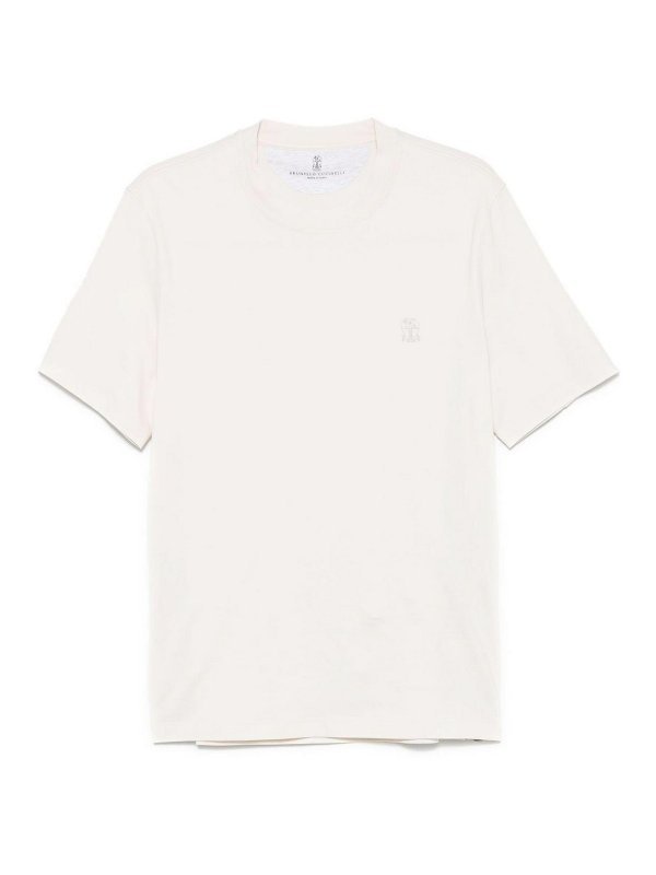 BRUNELLO CUCINELLI: crew necks - Crew Neck T-Shirt With Printed Logo