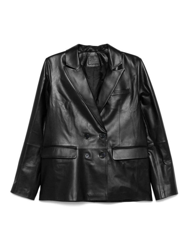 DESA 1972: leather jacket - Leather Double-Breasted Blazer