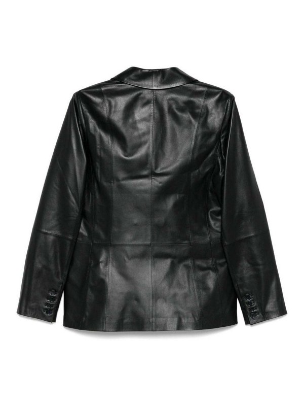 DESA 1972: leather jacket online - Leather Double-Breasted Blazer