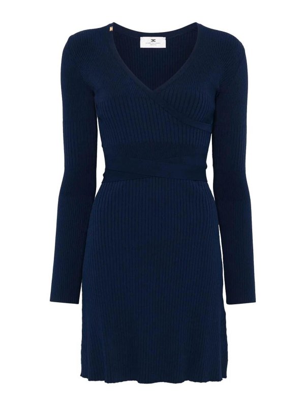 ELISABETTA FRANCHI: Knielange Kleider - Knielanges Kleid - Blau