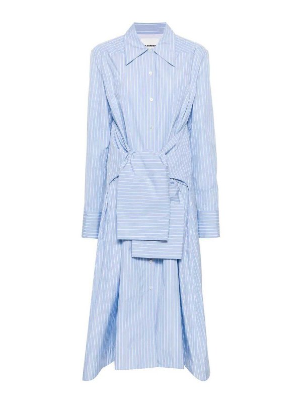 JIL SANDER: Robe longueur genou - Robe Au Genou - Bleu Clair