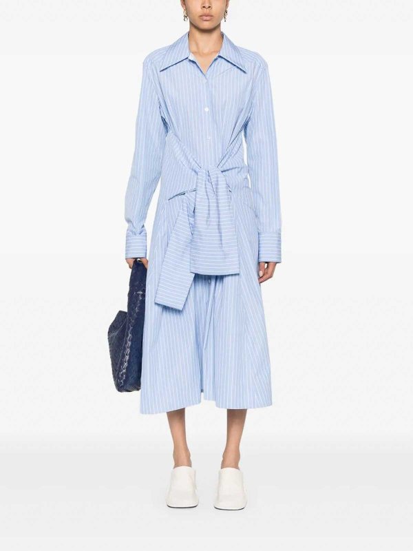 JIL SANDER: Robe longueur genou online - Robe Au Genou - Bleu Clair