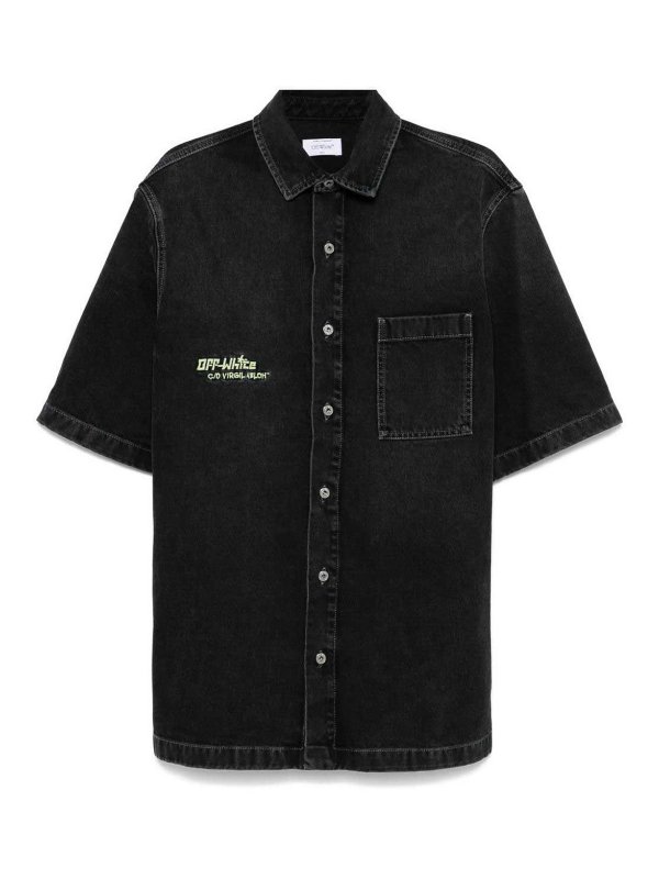 OFF-WHITE: camicie - `Off ireg` Shirt da bowling in denim