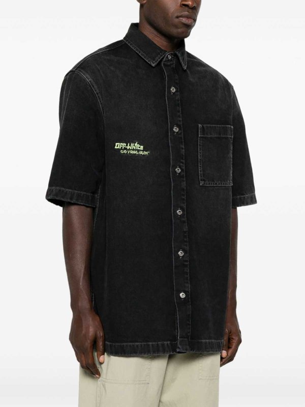 The Best Shops OFF-WHITE: camicie - `Off ireg` Shirt da bowling in denim