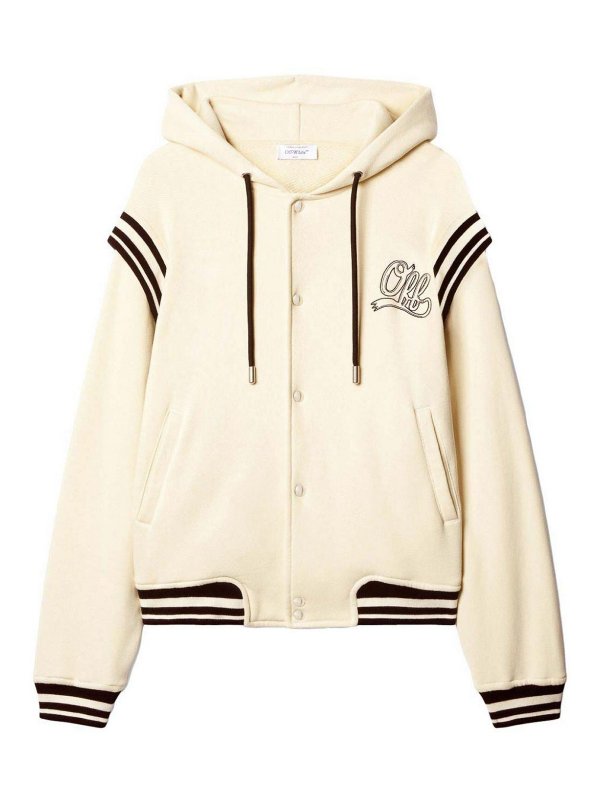 OFF-WHITE: Sweatshirts & Sweaters - `Off Fleece` Varsity Hoodie