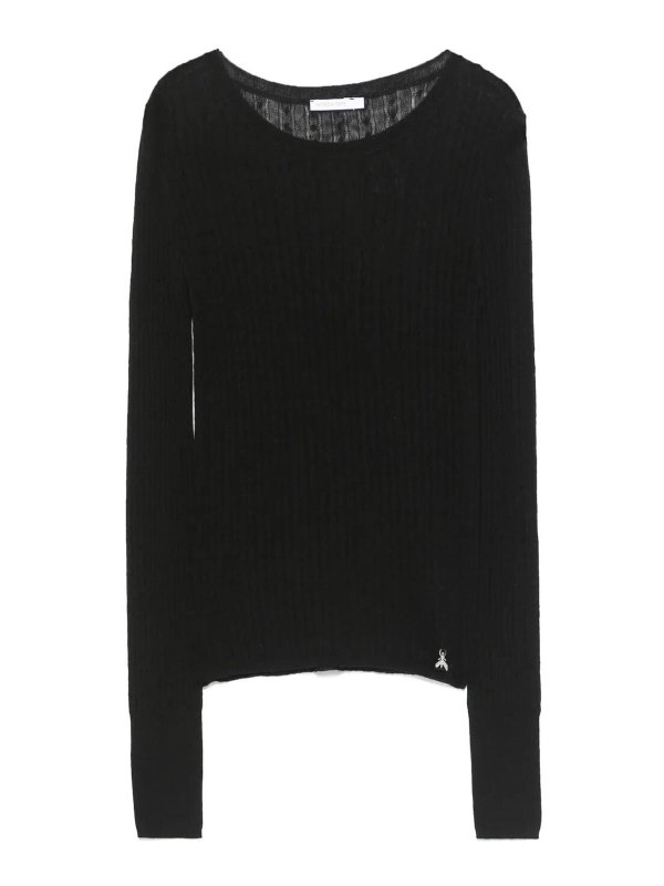 PATRIZIA PEPE: Strickpullover mit Rundhalsausschnitt - Rundhalspullover - Schwarz