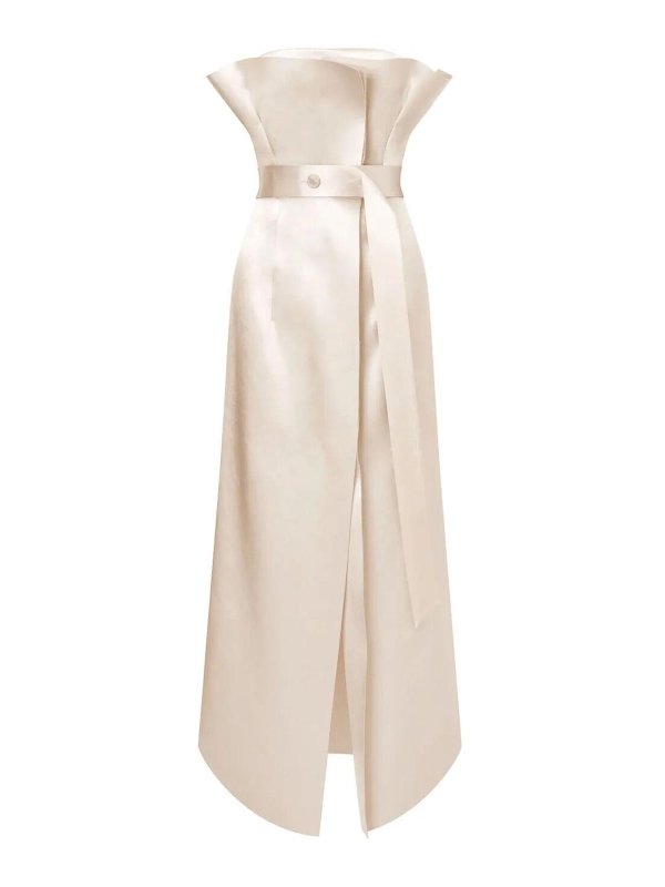 Philosophy di Lorenzo Serafini: Knielange Kleider - Knielanges Kleid - Creme