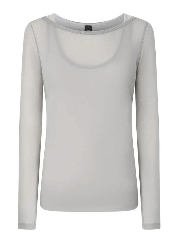 Pinko: Suéteres con cuello pico - Suéter Cuello Redondo - Gris
