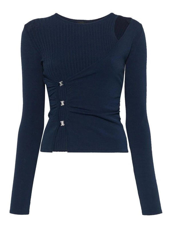 Pinko: Strickpullover mit Rundhalsausschnitt - Rundhalspullover - Blau