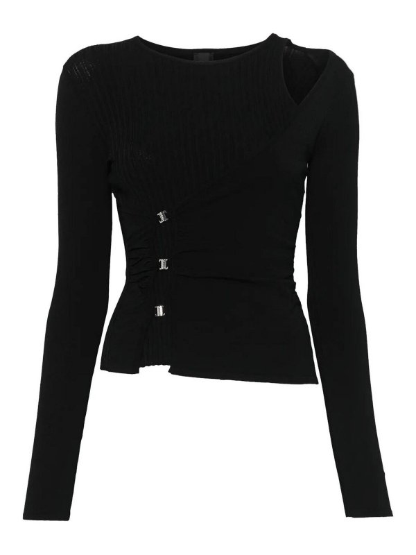 Pinko: Suéteres con cuello pico - Suéter Cuello Redondo - Negro