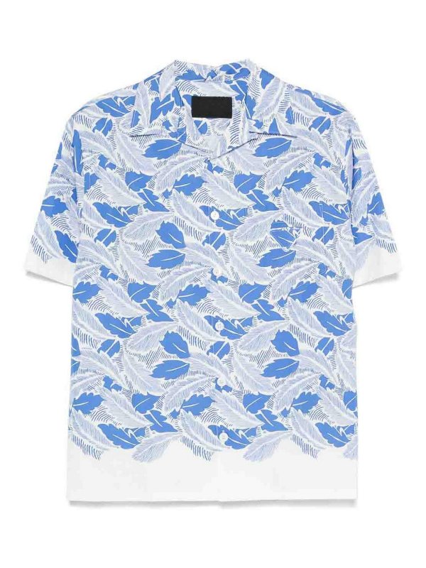 PRADA: shirts - Short-Sleeved Printed Cotton Shirt