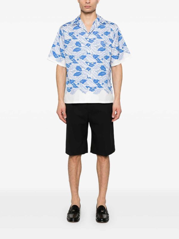 PRADA: shirts online - Short-Sleeved Printed Cotton Shirt