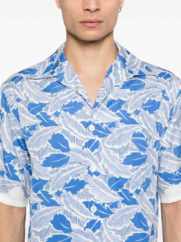 Short-Sleeved Printed Cotton Shirt shop online: PRADA