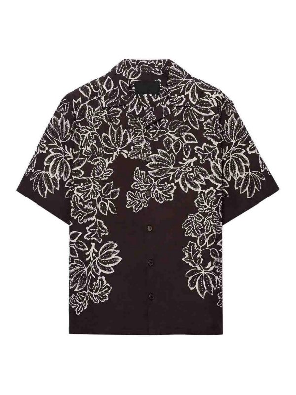 PRADA: shirts - Short-Sleeved Printed Cotton Shirt
