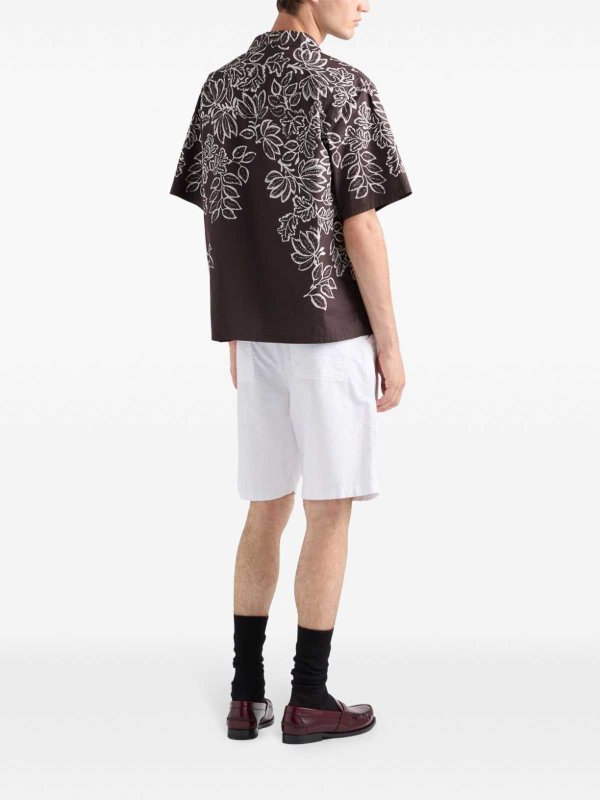 Short-Sleeved Printed Cotton Shirt shop online: PRADA