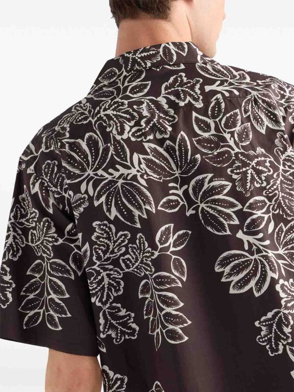 PRADA buy online Short-Sleeved Printed Cotton Shirt