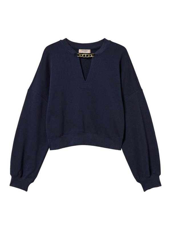 TWINSET: Sweatshirts & Pulls - Sweat-Shirts - Bleu