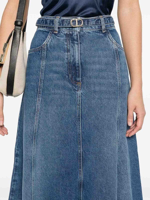 The Best Shops TWINSET: Knielange und Midi Röcke - Midirock - Dunkles Jeansblau